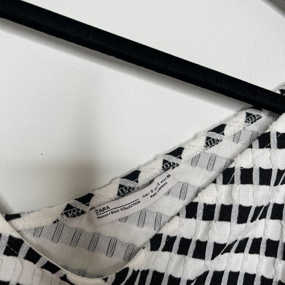 Zara Checkered puff sleeve crop top size small - Picture 4 of 5